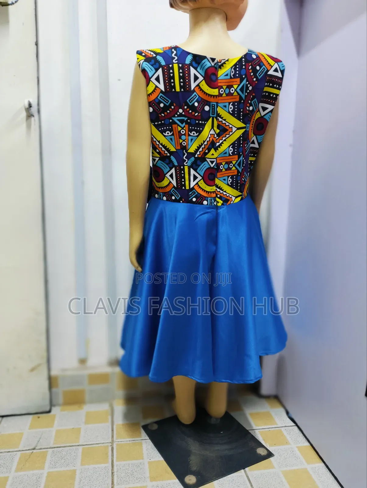 Girls Royal Blue Kitenge Dress