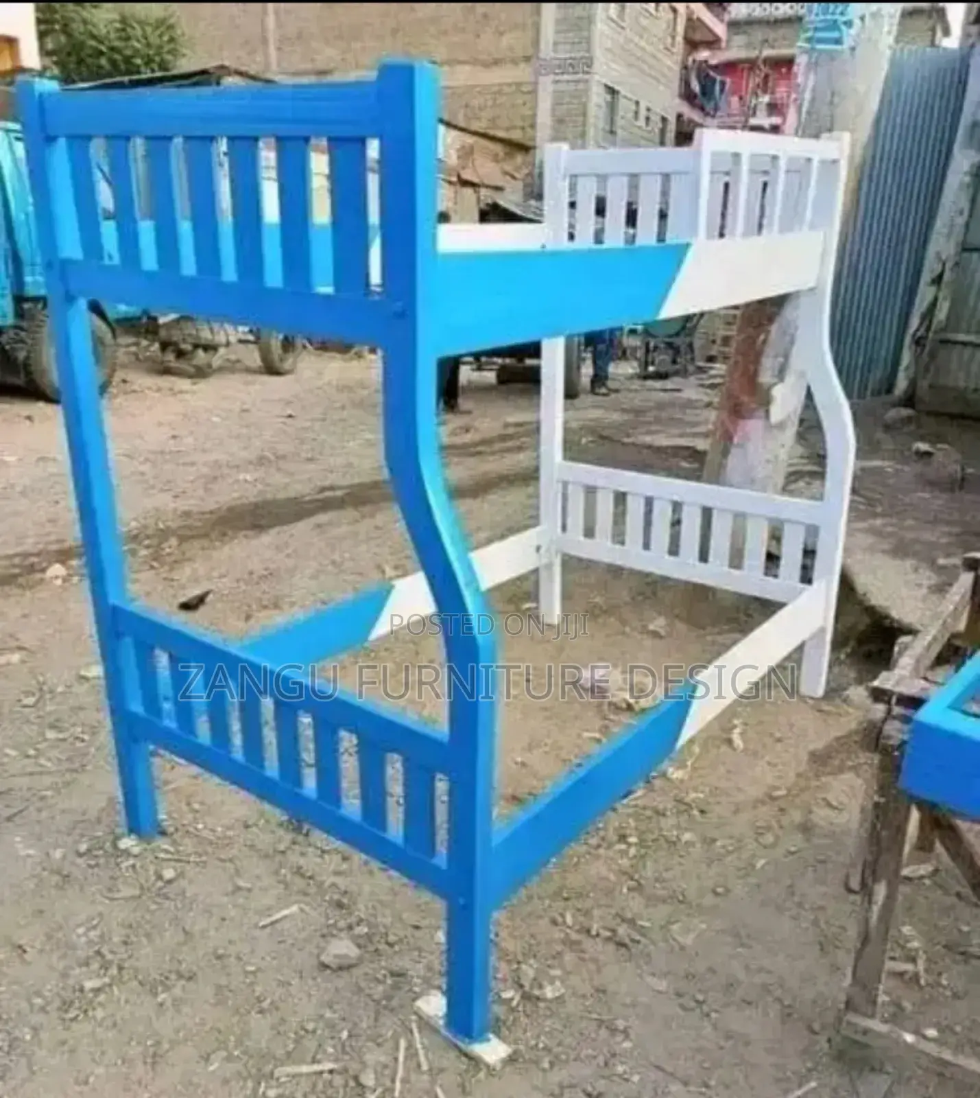 Blue White Double Decker Bed