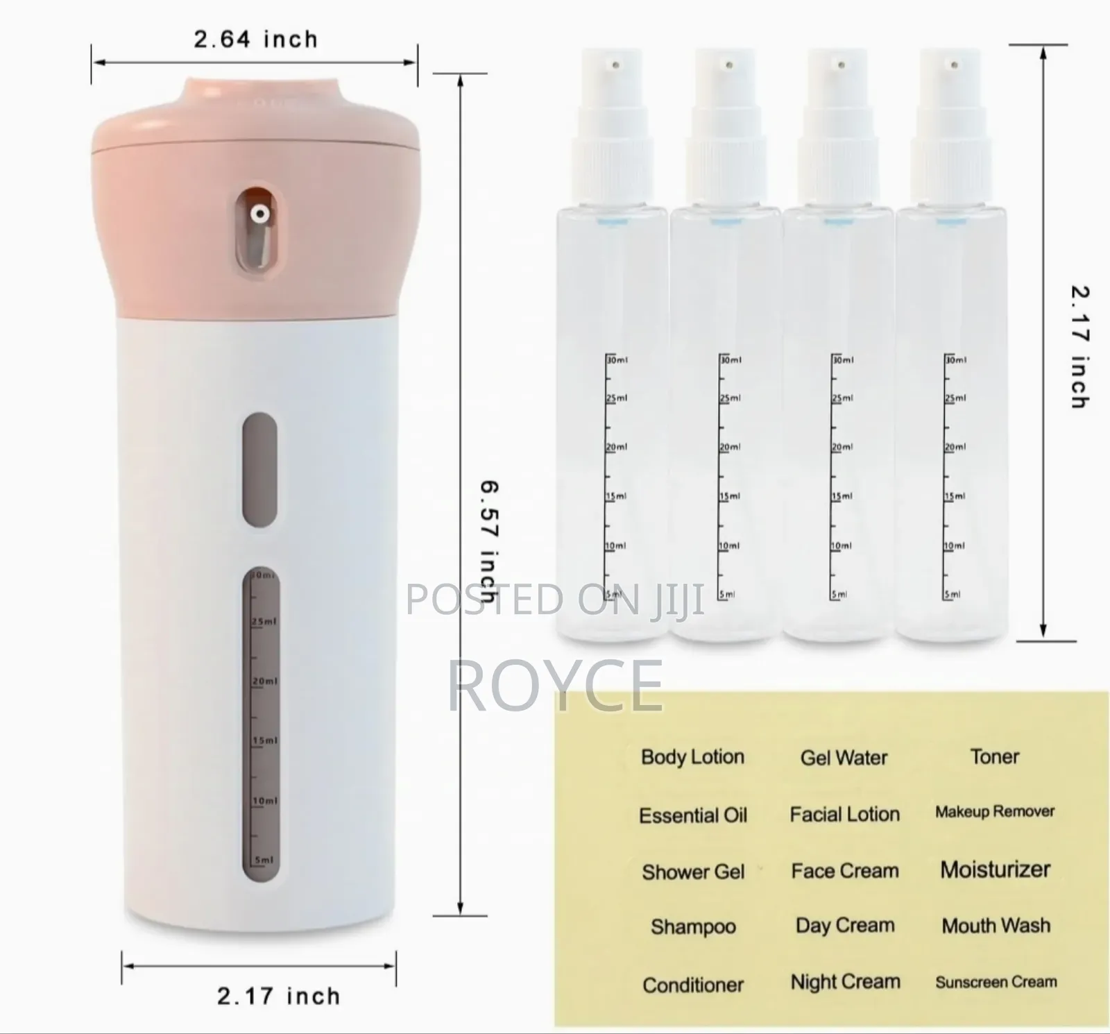 4 In 1 Refillable Travel Dispenser Bottle