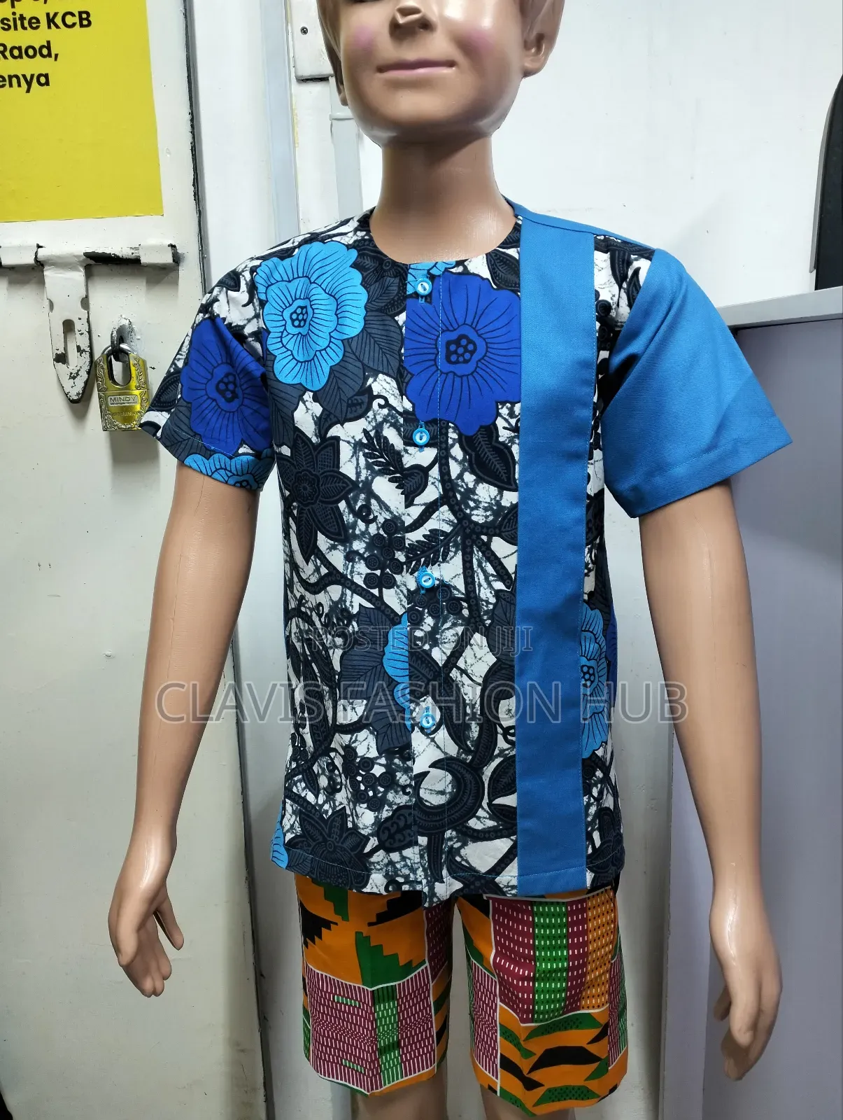 Kids Shirts Flowered Blue and Grey