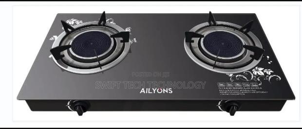 AILYONS 2 Burner Glass Top Gas Cooker Infrared Double Burner - main view