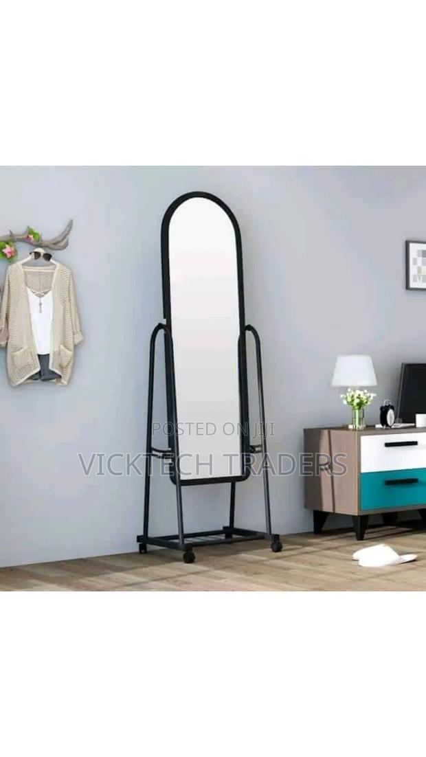 Dressing Mirror(Black)Full Length With Wheels and Shoes Rack - main view