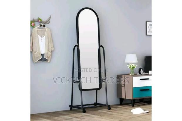 Dressing Mirror (Black) With Wheels and Shoes Rack