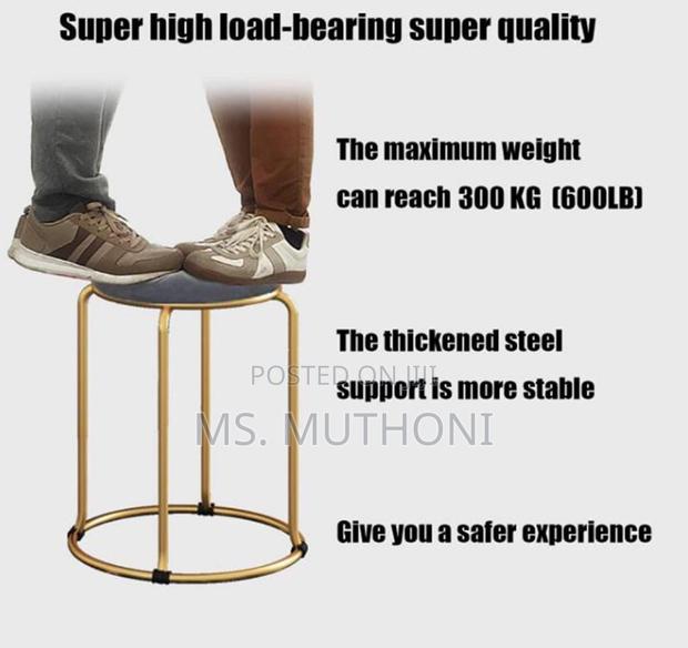 Stackable Backless Round Velvet Stools - thumbnail 4