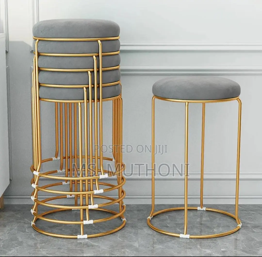 Stackable Backless Round Velvet Stools
