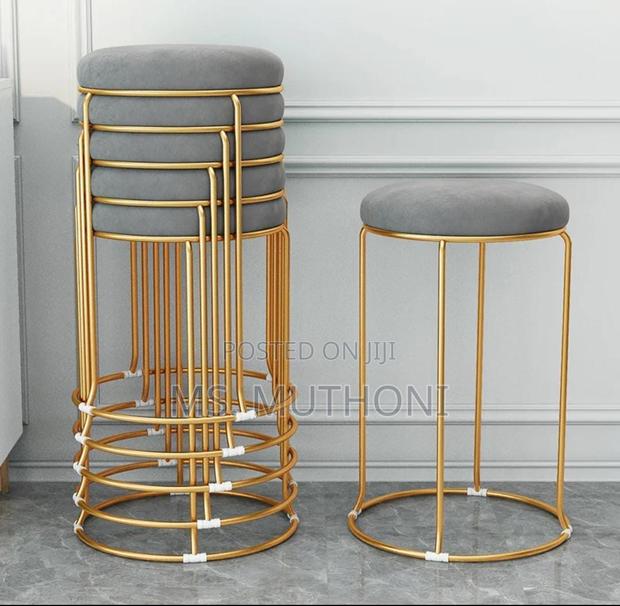 Stackable Backless Round Velvet Stools - main view
