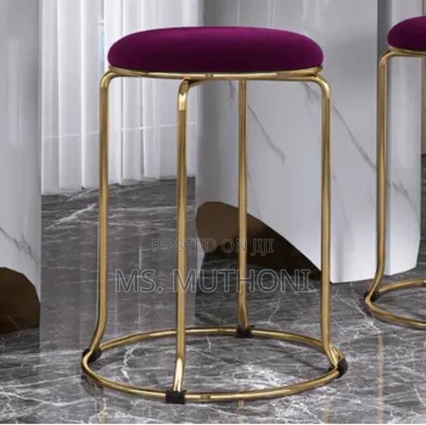 Stackable Backless Round Velvet Stools - thumbnail 3