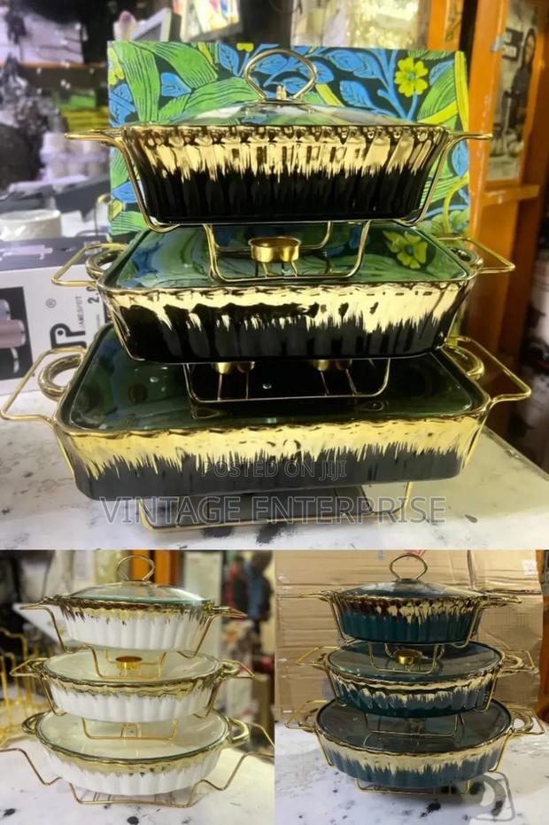 3pcs Ceramic Chaffing Dishes