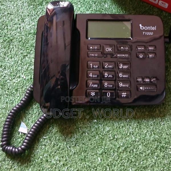 (Dual Sim)BLACK Bontel Best Office Phone, T1000, Wireless