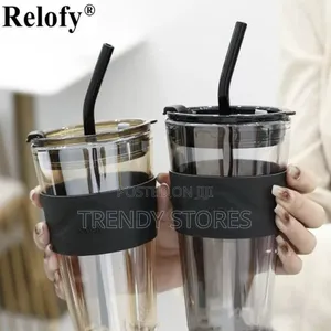 Thick Glass 450ML Straw Mug