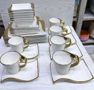 30pcs Gold White Dinner Set