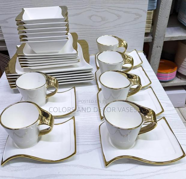 30pcs Gold White Dinner Set