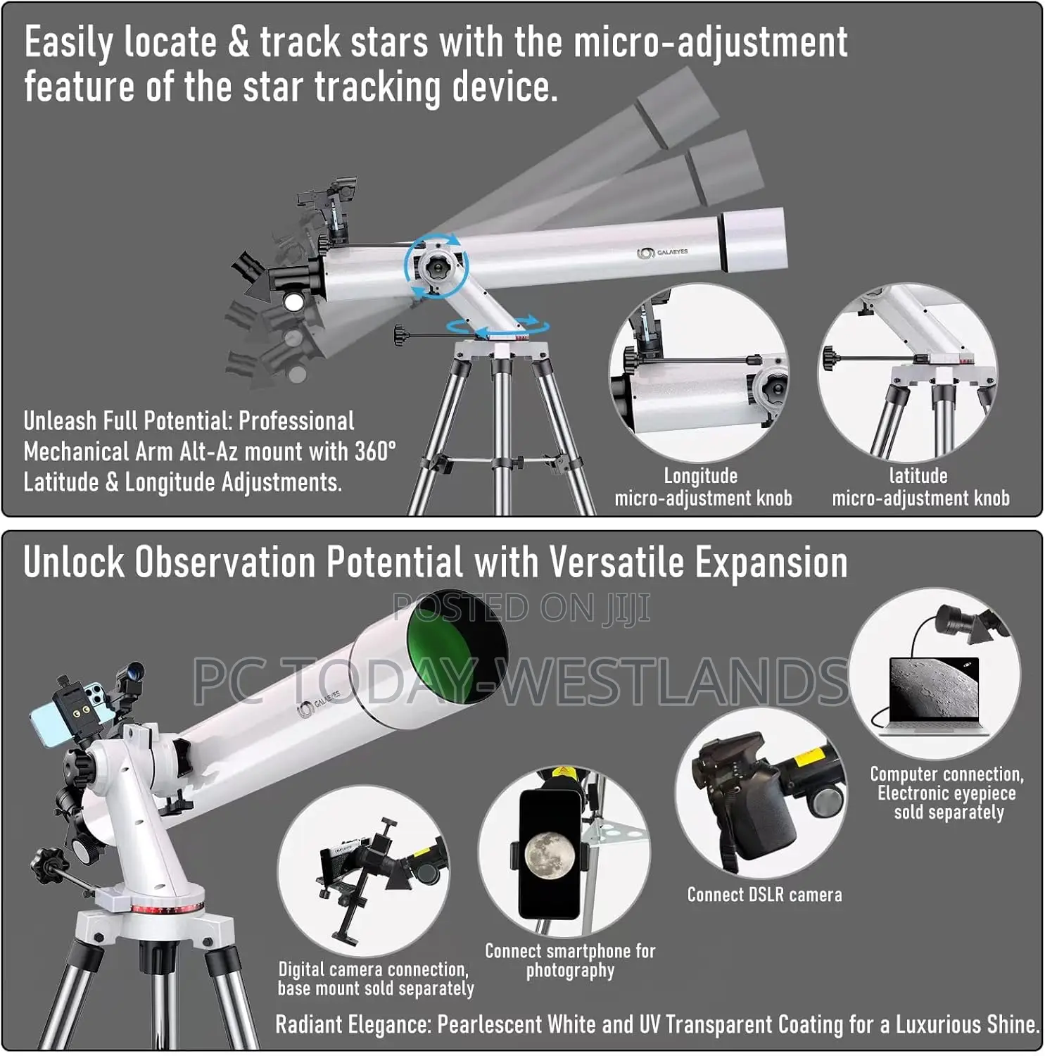 Telescope,100mm Aperture 900mm Fl W/Star-Finding System