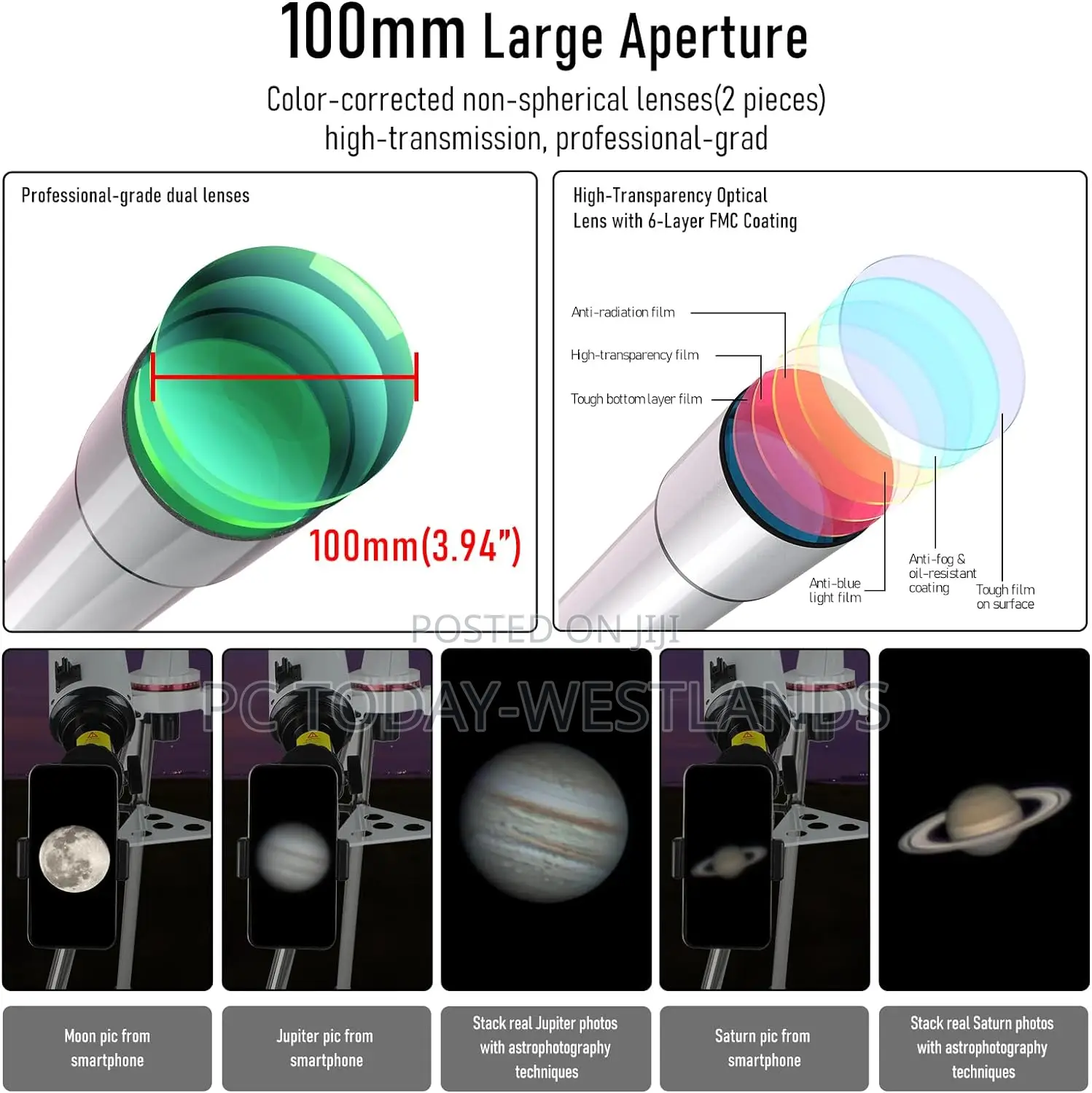 Telescope,100mm Aperture 900mm Fl W/Star-Finding System