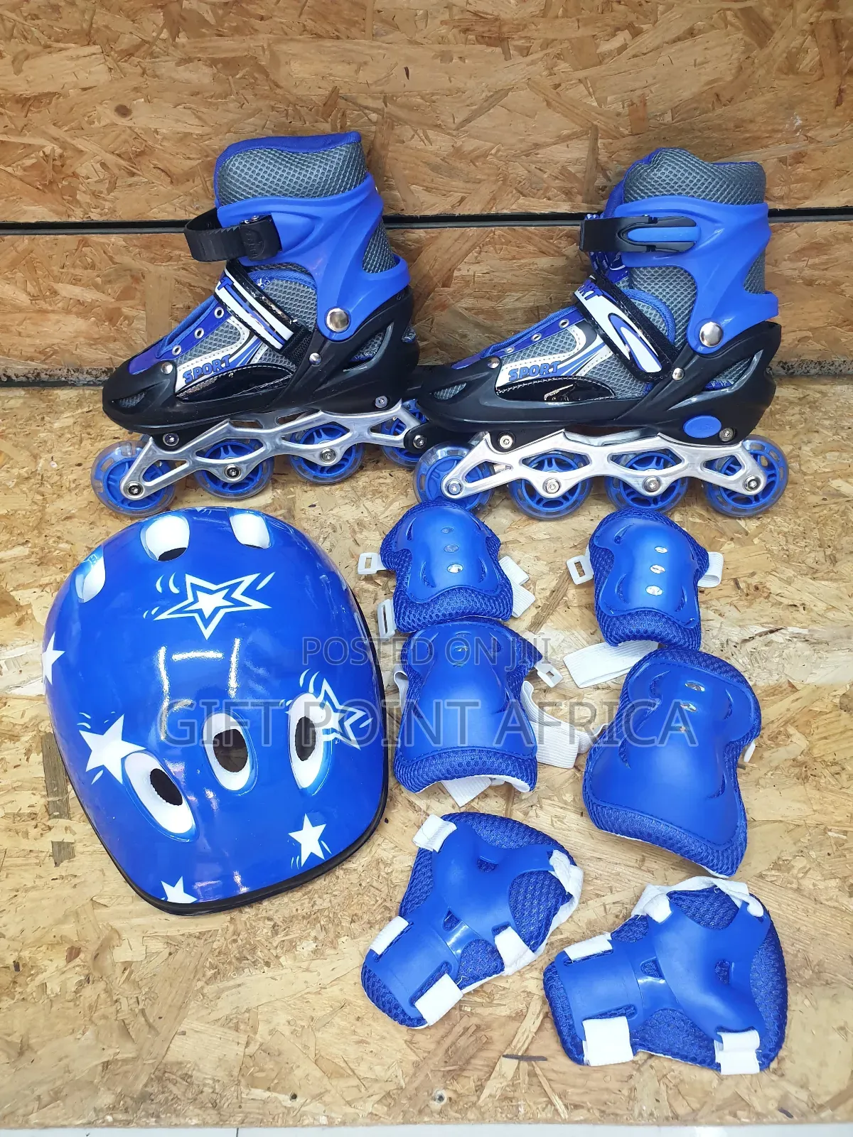 Blue Full Set Adjustable Roller Skates for Kids