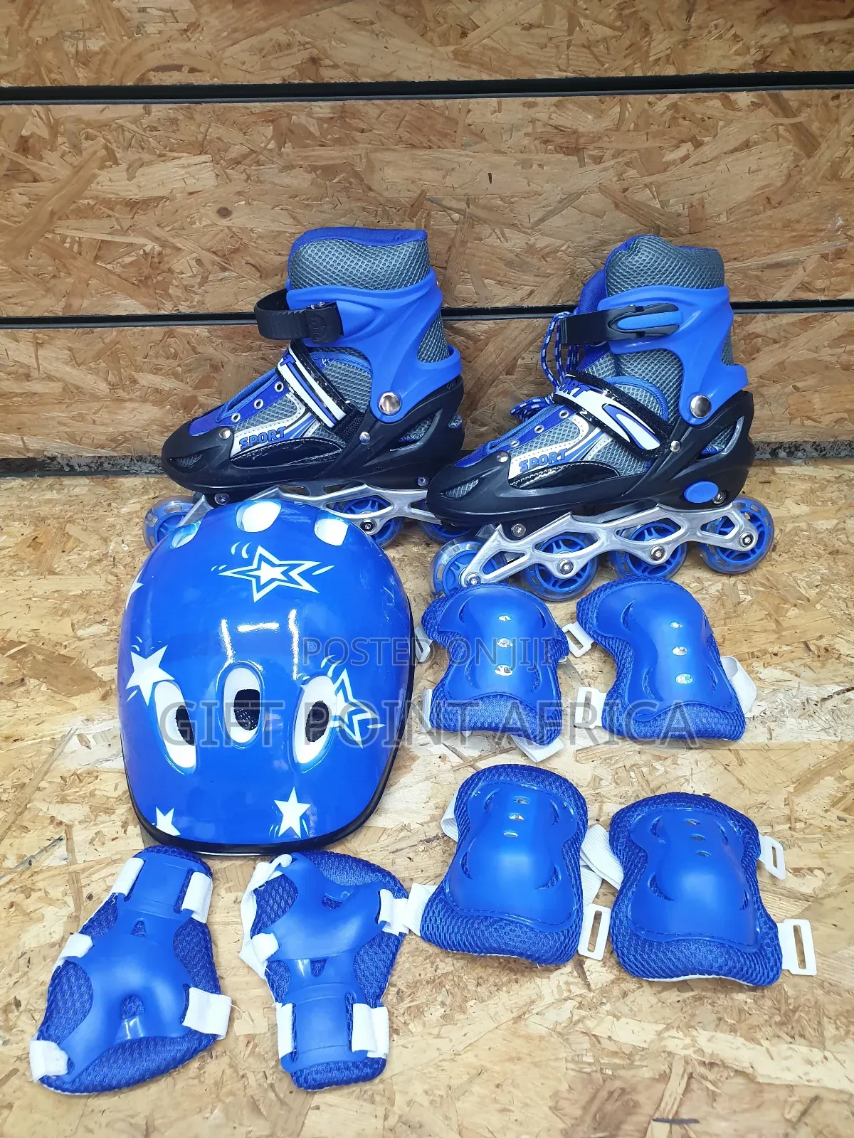 Blue Full Set Adjustable Roller Skates for Kids