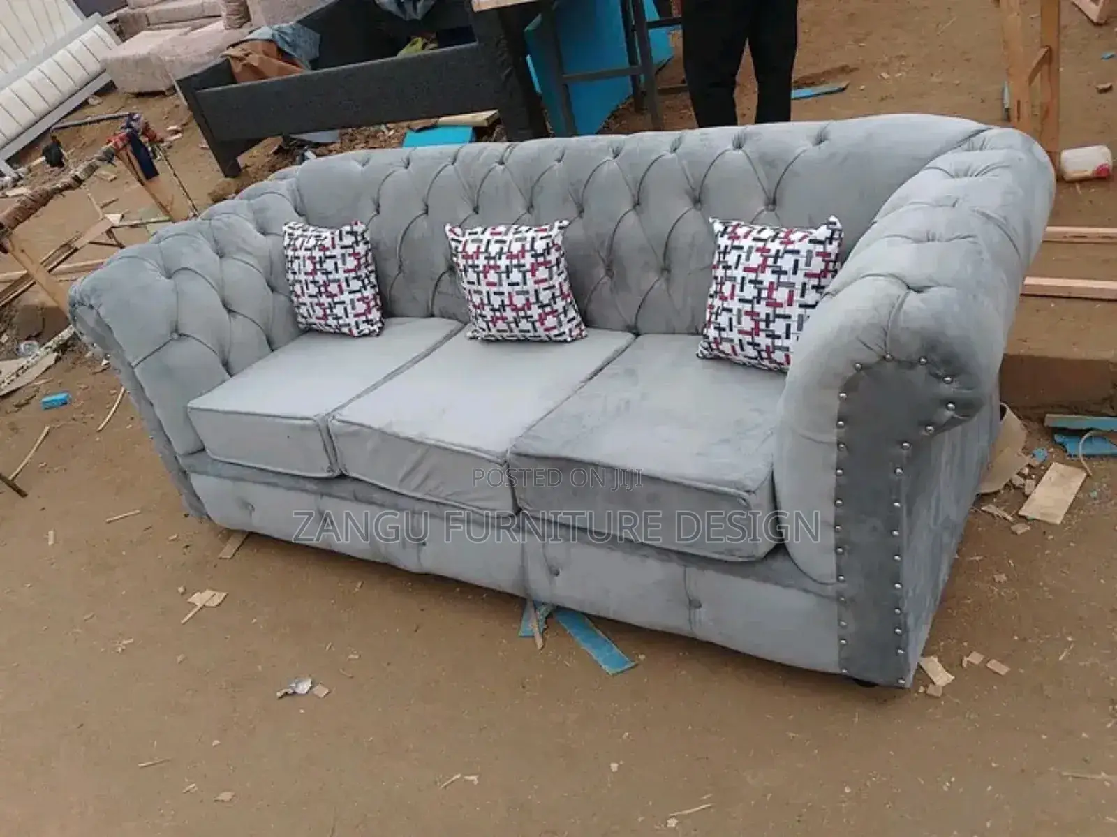 Light Grey 3seater Chester Sofa