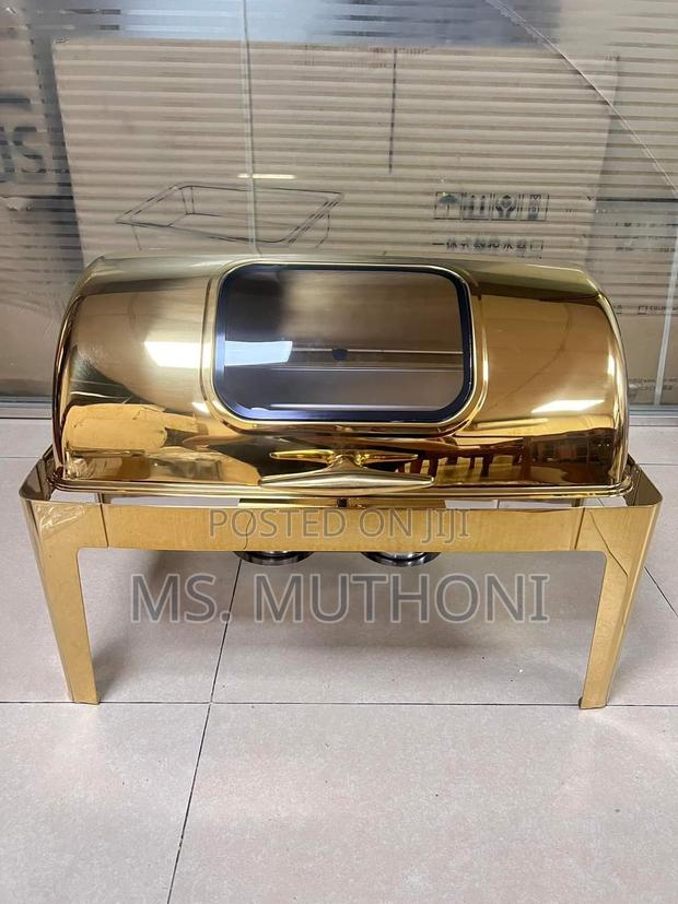 *Gold Roll Top Chaffing Dish With Glass Window - main view