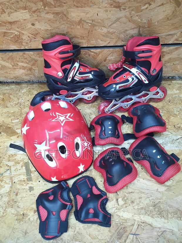 Full Set Red Roller Skates With Protective Gears - thumbnail 2