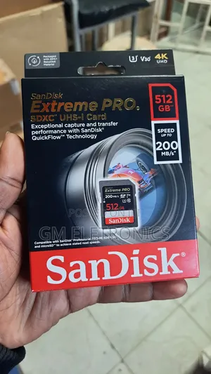 Sandisk 512GB Extreme PRO UHS-I SDXC Memory Card (Class 10).