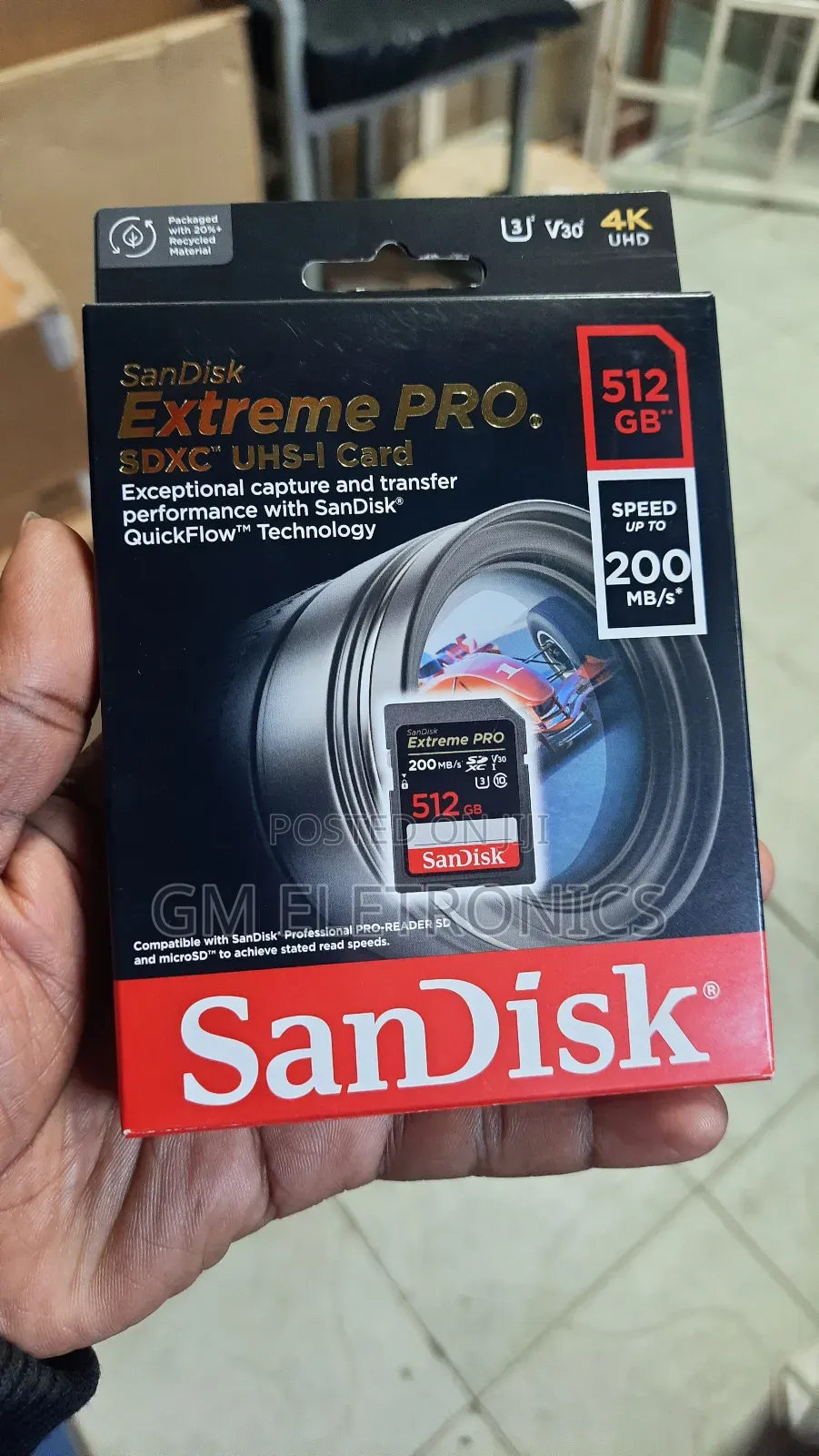 Sandisk 512GB Extreme PRO UHS-I SDXC Memory Card (Class 10).