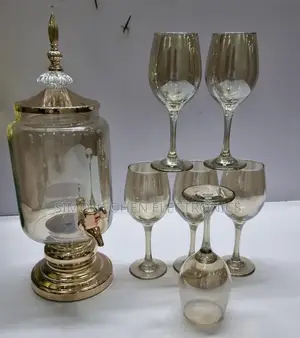 Heavy Exquisite 7pcs Juice Dispenser +6 Heavy Fancy Glasses