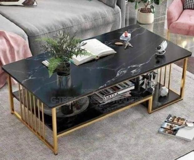 Marble Table! Executive Marble Effect Black Coffee Table - main view