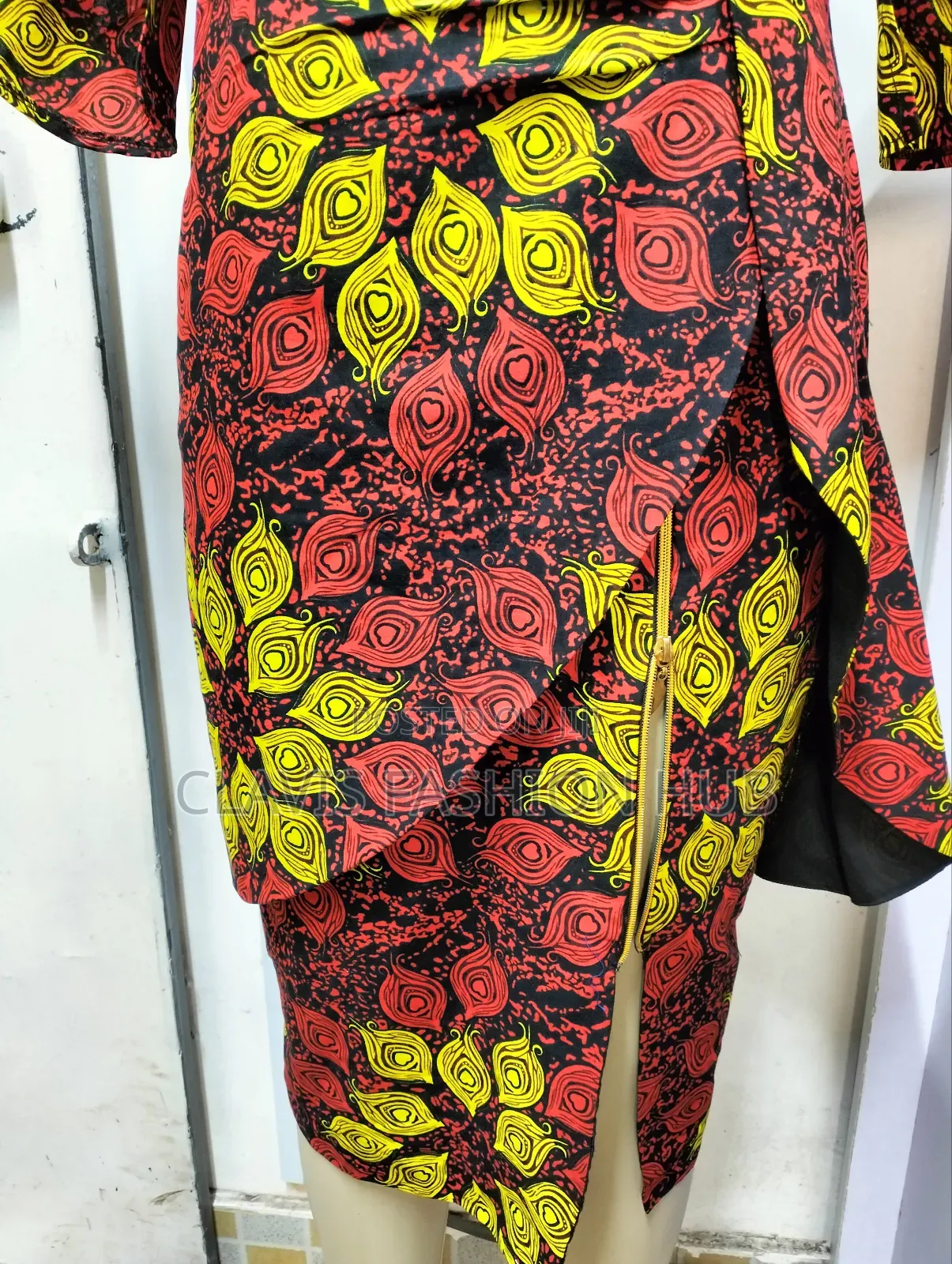 Red Yellow Kitenge Dress Ready Made Medium Size