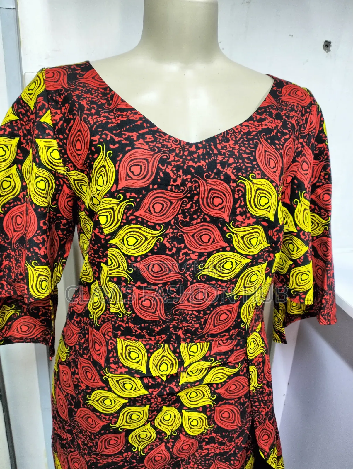 Red Yellow Kitenge Dress Ready Made Medium Size