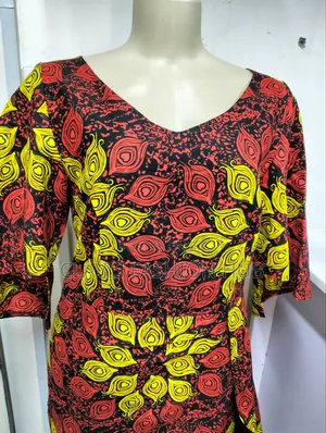Red Yellow Kitenge Dress Ready Made Medium Size