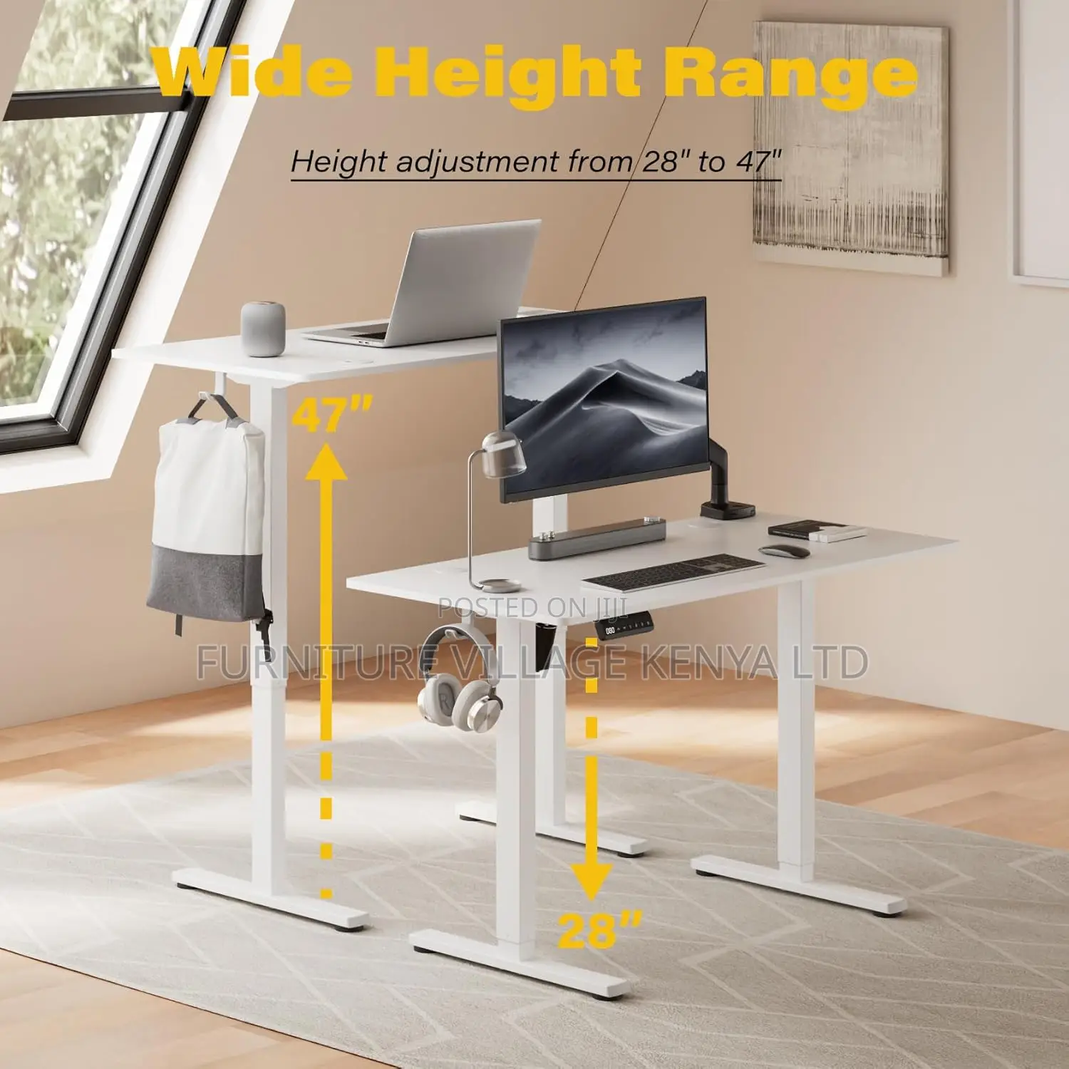 1400mm Electric Adjustable Sit Stand Home Office Desk