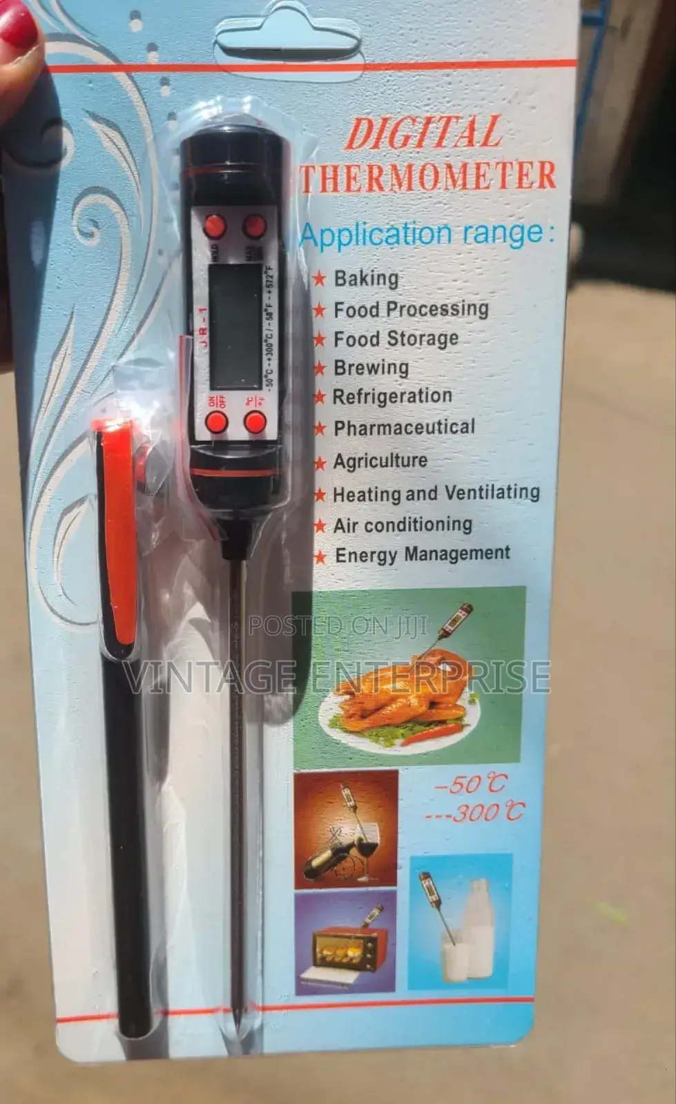 Digital Food Thermometer Battery Operated With Led Display