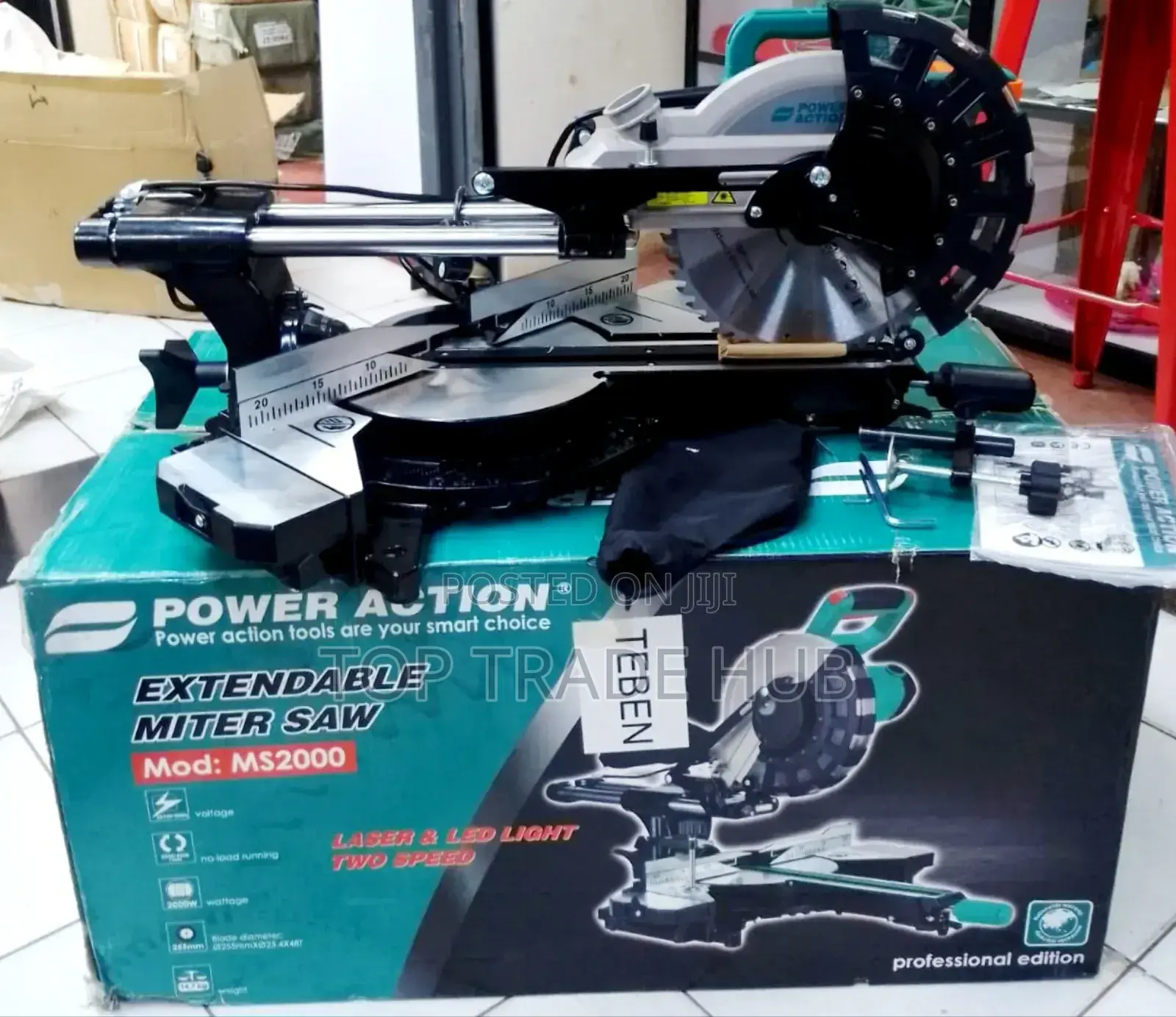Power Action Extendable Miter Saw (Laser and Led Light)