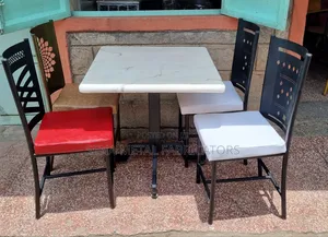 Restaurant Set, 4 Chairs With Powder Coating Finish