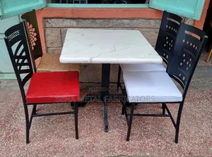Restaurant Set, 4 Chairs With Powder Coating Finish