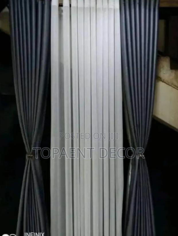 Dark Grey Ring Window Curtains and White Sheers - main view