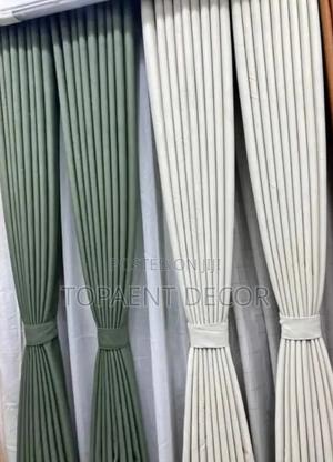 Cream and Green Elegant Window Curtains - thumbnail 2