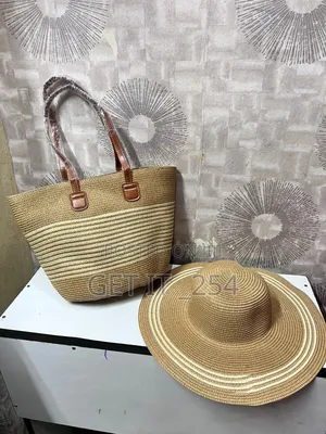 Summer Straw Bag With a Matching Beach Hat