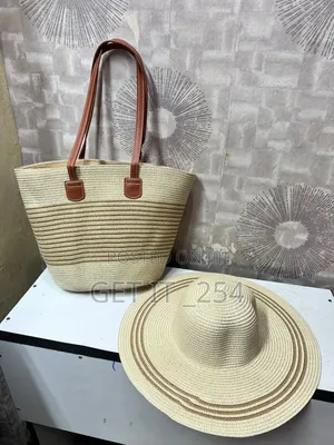 Summer Straw Bag With a Matching Beach Hat