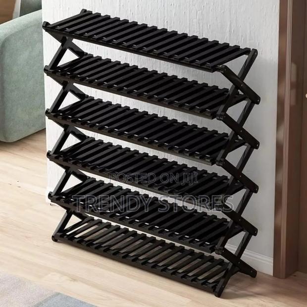 Black Bamboo Shoe Rack Stand