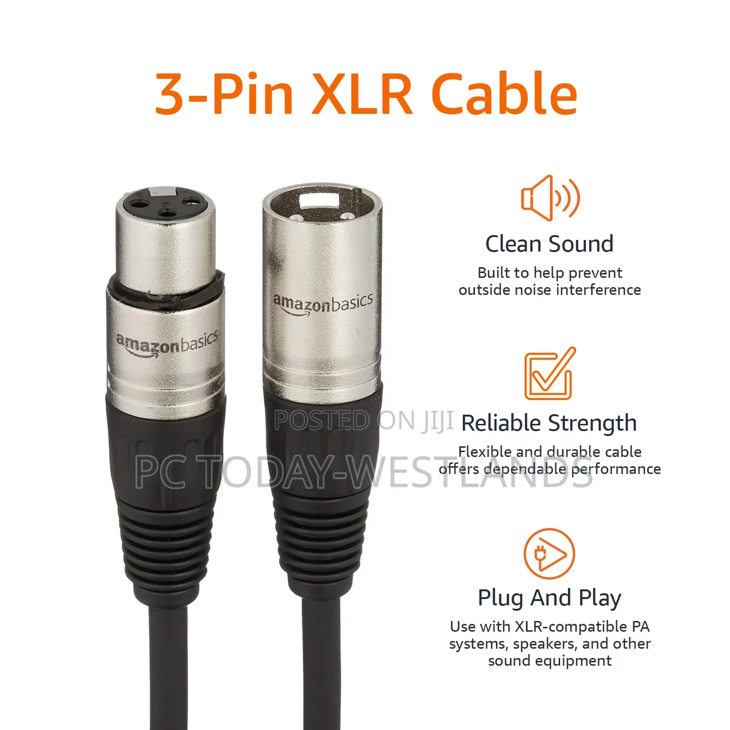 Amazon Basics XLR Microphone Cable For Speaker Or PA 25ft