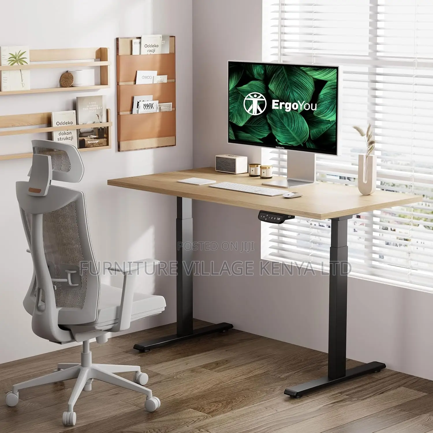 1600MM Height Adjustable Electric Standing Desk in Beech