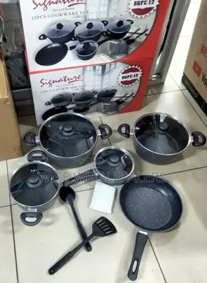 Signature 12 Pcs Non Stick Marble Aluminum Cookware Set