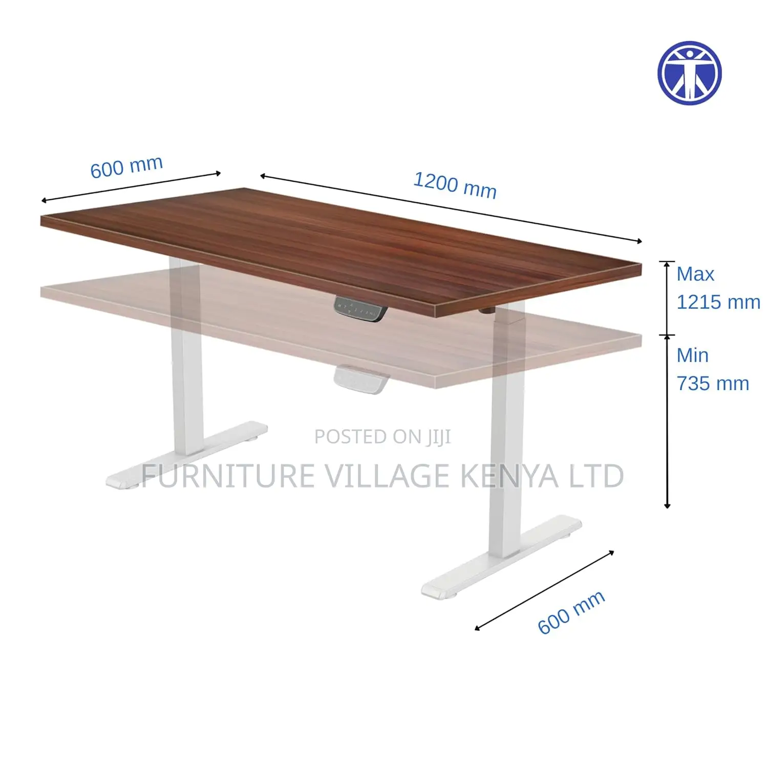 Electric Height Adjustable Table, 120cm X 60cm Standing Desk