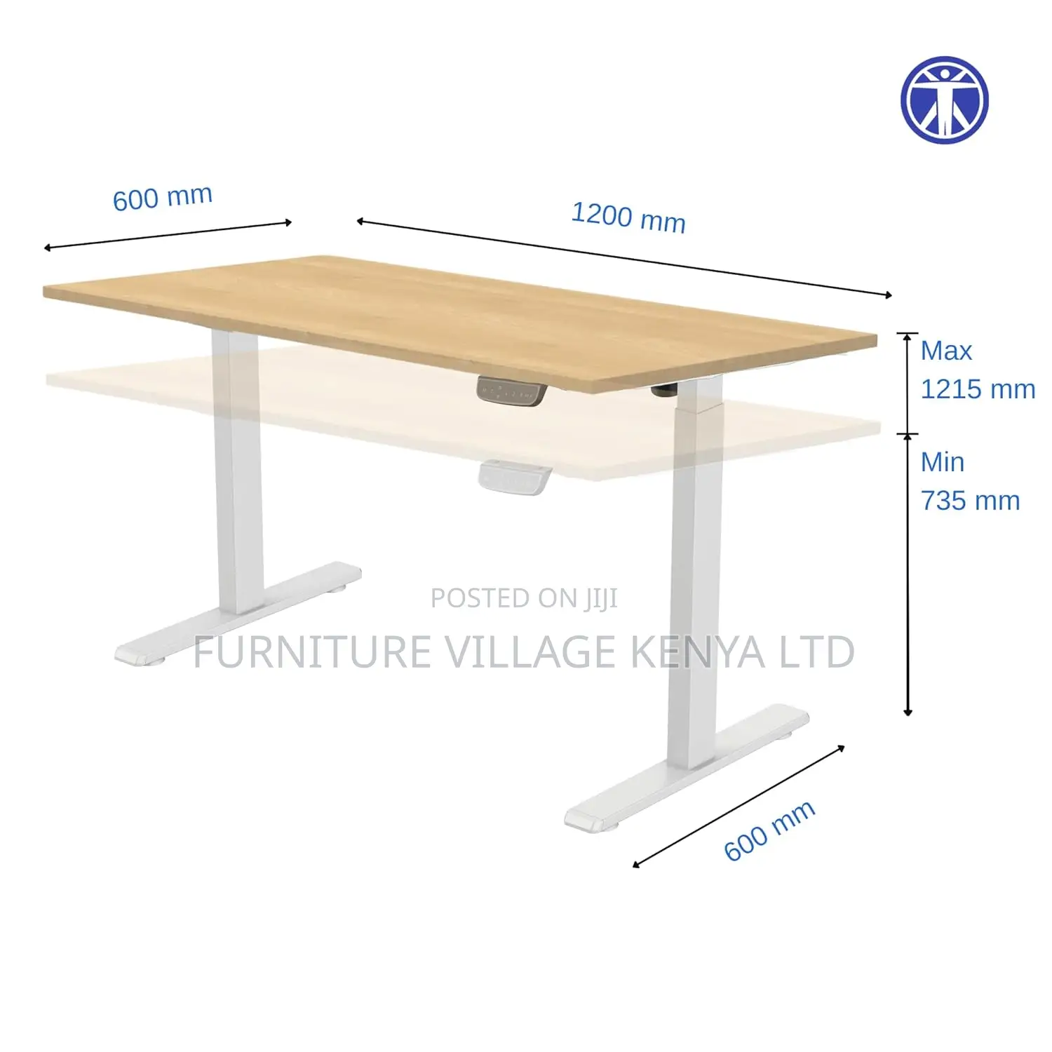 Height Adjustable Electric Desk, 120cm X 60cm