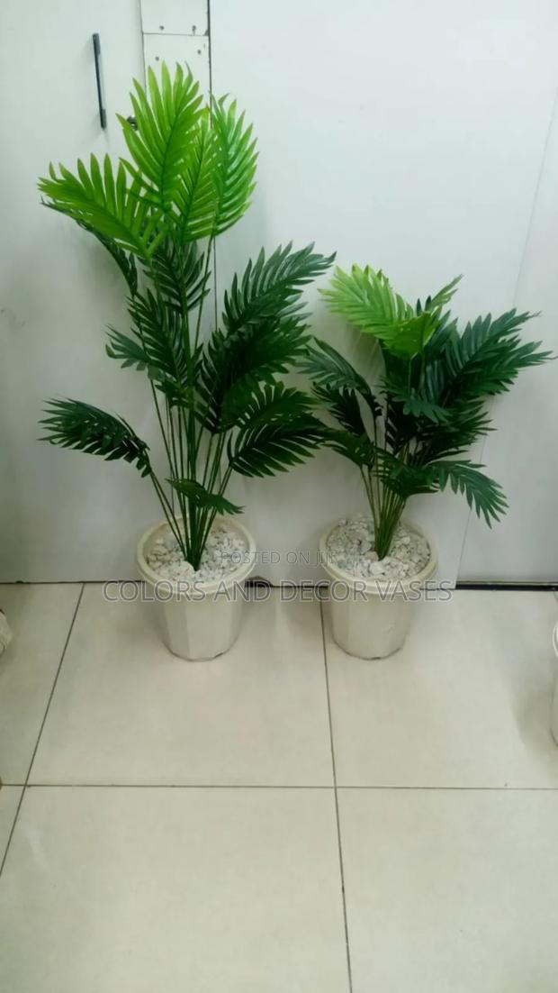 Palm Trees Artificial With Round Vase - main view