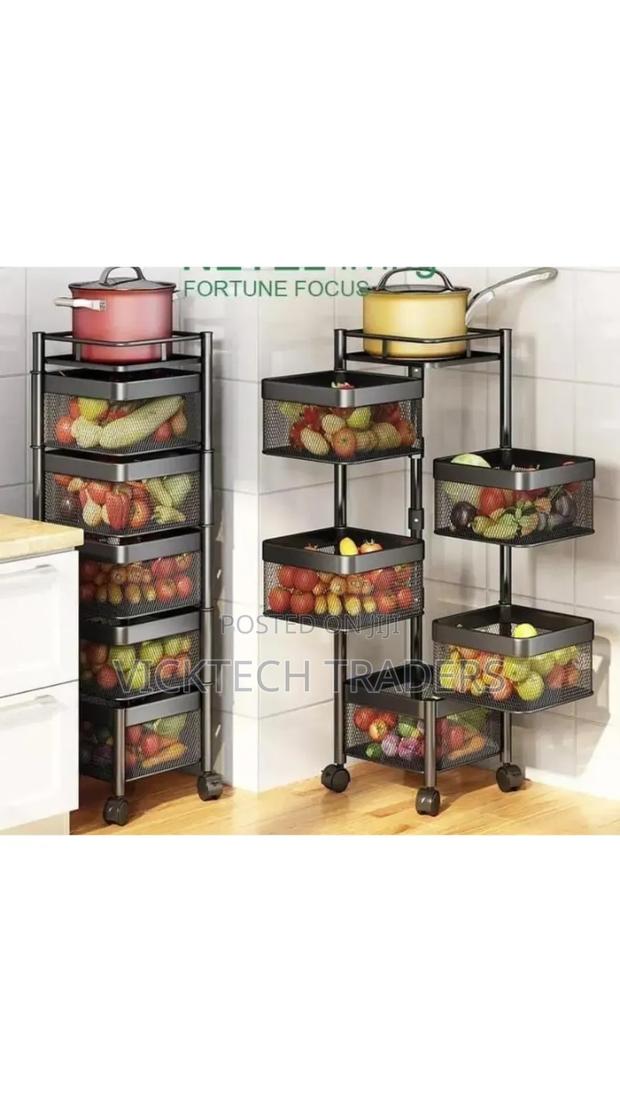 Square Fruit Rack 5tier With Wheels