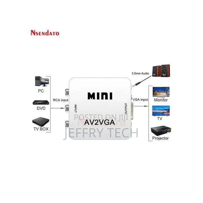 RCA CVBS to VGA Video Converter Conversor With 3.5mm Audio T