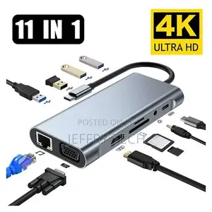 10-in-1 USB C Hub With Hdmi, Vga, 1gbps Ethernet, 100W Pd