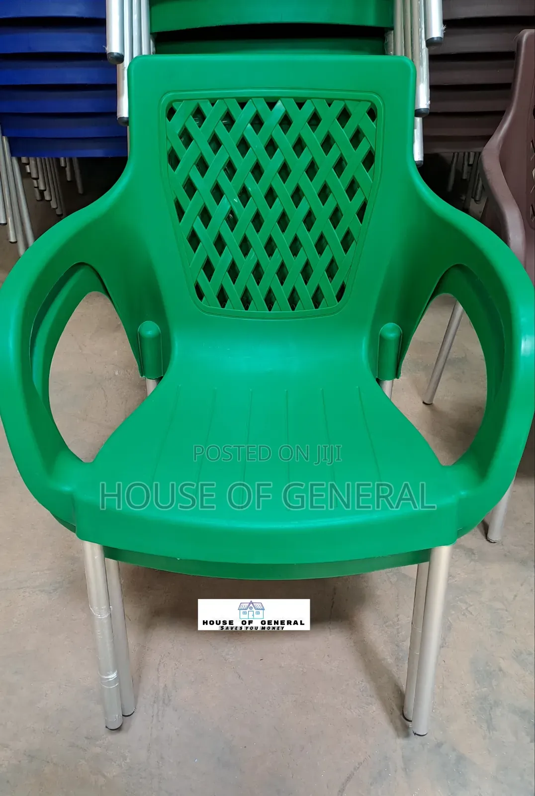 Safaricom Green Plastic Chair With Metal Legs